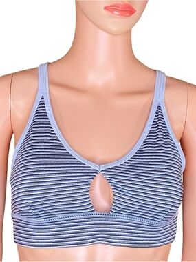 iBody Racerback Sports Bra Gym Workout Gear Black White Stripe Size Small